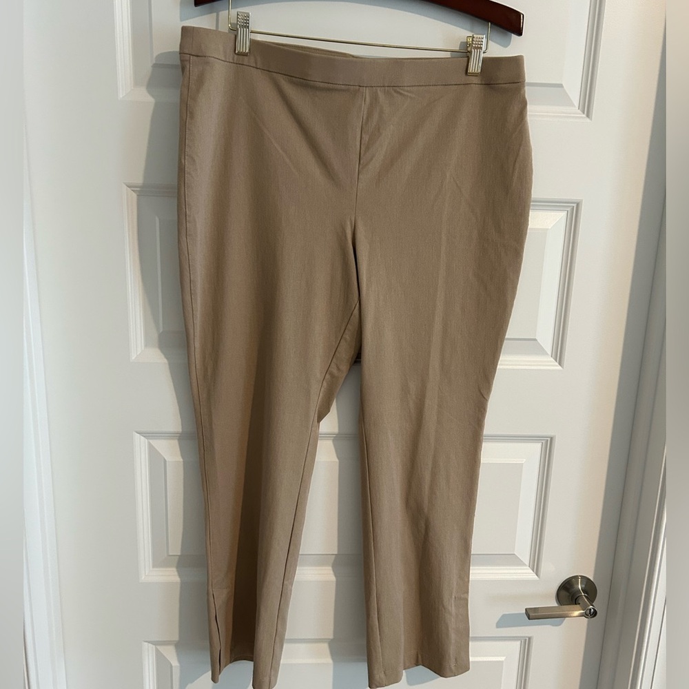 Chicos Travelers Stretch Pants Tan Size 14P US Chicos 2.5P Petite